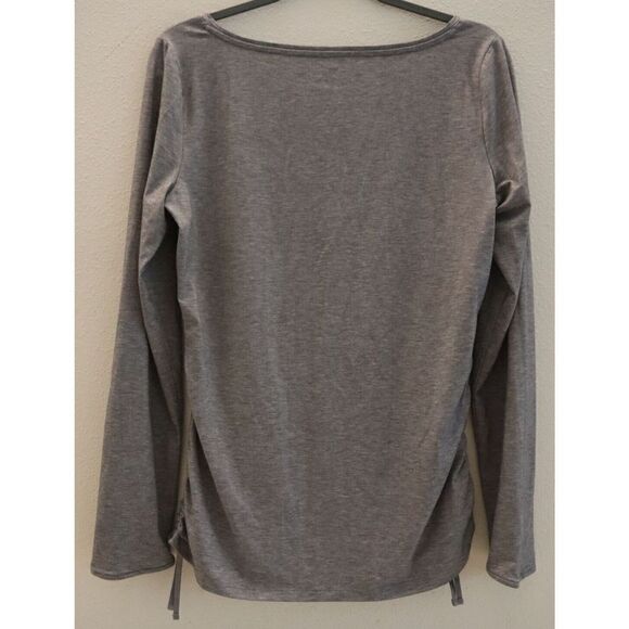 Athleta S/383762 Women Sz M Gray Heather Encore Cinch Sides L/S Scoop Neck Shirt - Picture 2 of 10